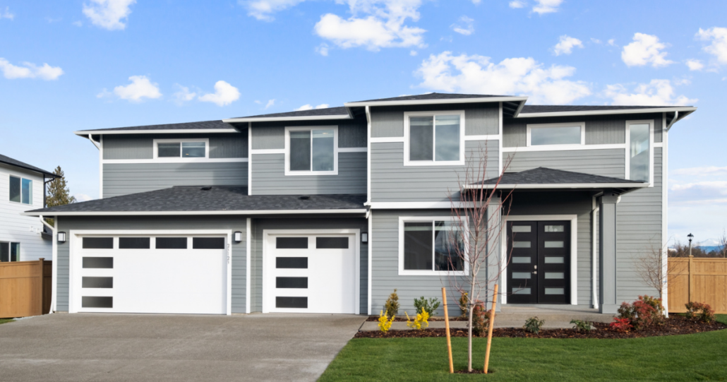 New construction home with modern architecture