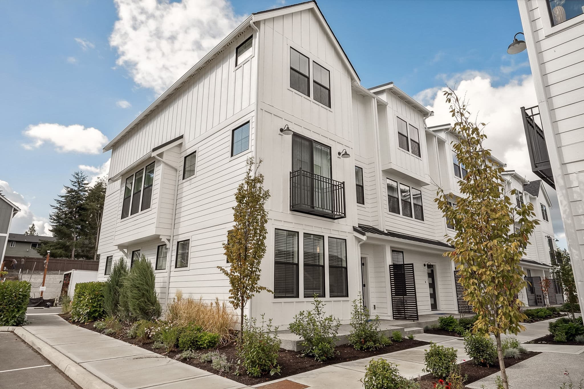 Exterior of the Noble model townhome at Shaw Heights by Soundbuilt Homes